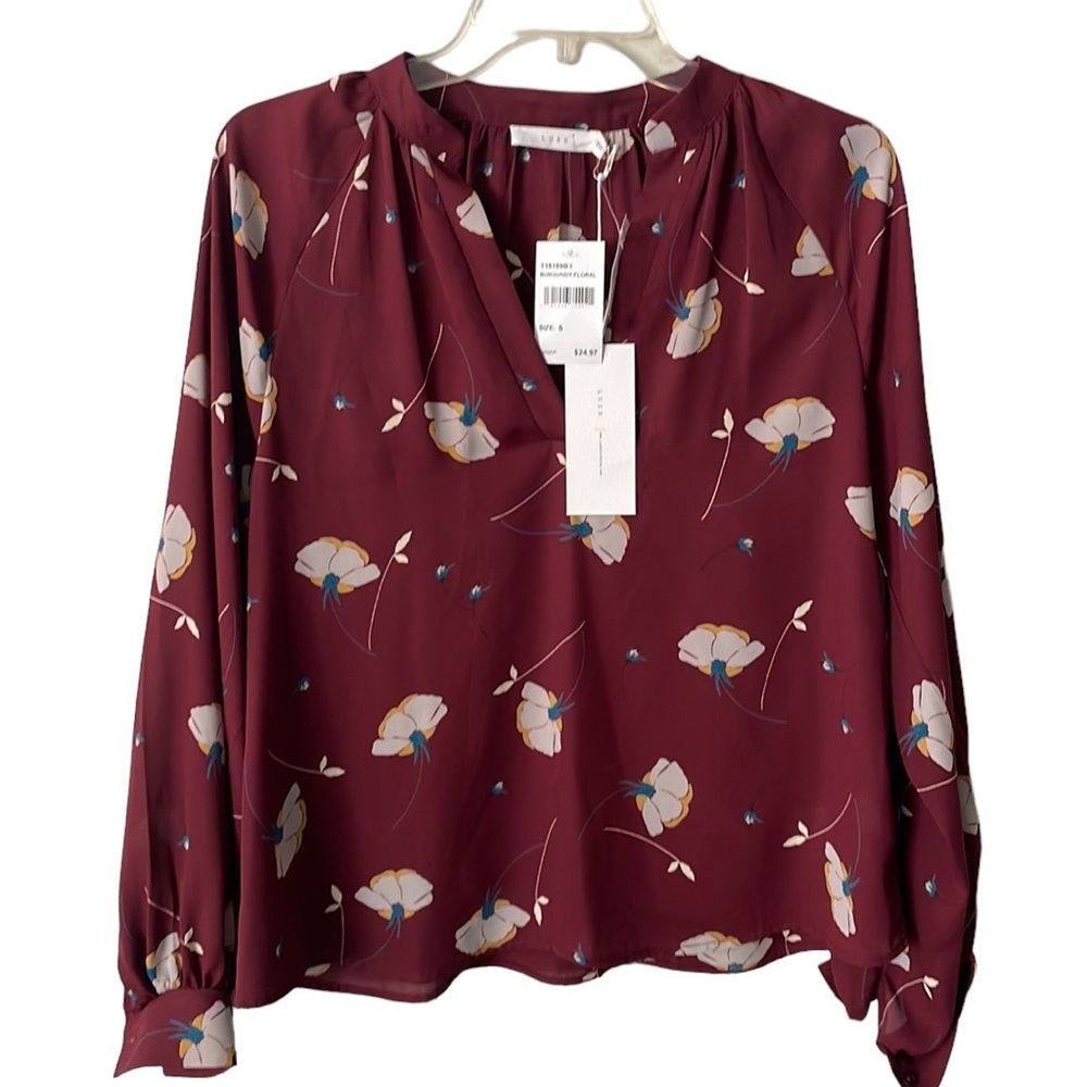 NWT Lush Burgundy Floral Blouse